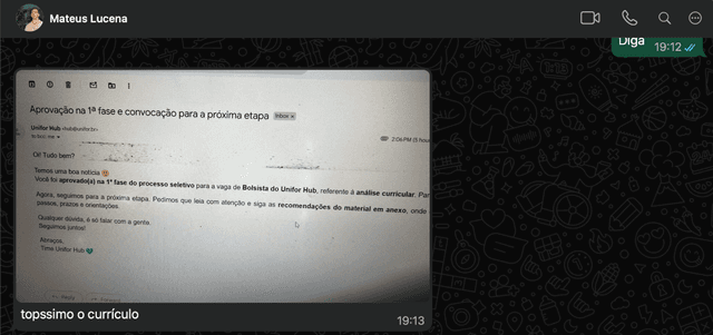 Mateus conseguiu aprovação com currículo otimizado